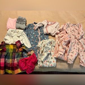 0-3 Bundled Lot Baby Girl Clothes Dress Sleepsack Gap Mud Pie Carhartt Romper